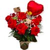 SUPORTE COM 9 ROSAS IMPORTADAS, 1 BALÃO E 3 PIK VARIADO - Image 2